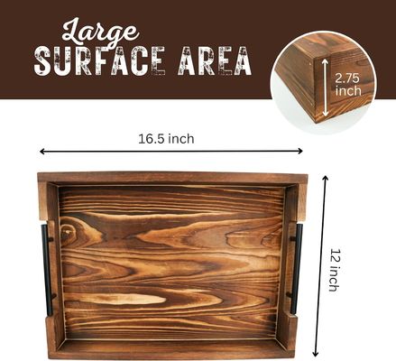 거실 침실 입구 부엌 장식용 금속 손잡이있는 목조 서비스 트레이