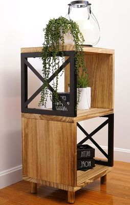 천연 목재 색상 소규모 공간에 대한 생활실 금속 현대 나이트스테이드 침대 옆 테이블