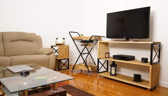 천연 목재 색상 소규모 공간에 대한 생활실 금속 현대 나이트스테이드 침대 옆 테이블