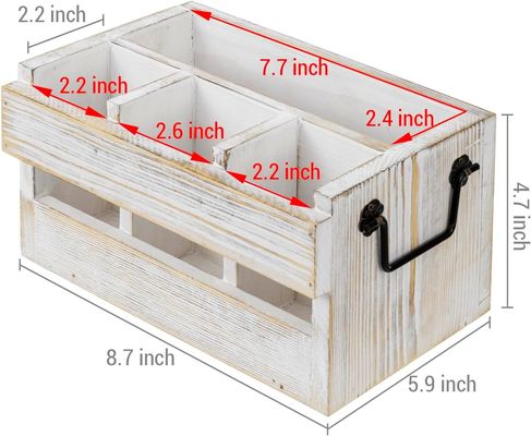접히지 않는 용기 및 냅킨 랙 흰색 씻은 단단한 나무 검은 금속 손잡이