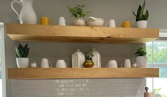 시골 스타일의 목재 부동 선반 3 인치 두께 10 인치 깊이 커스터마이징 OEM ODM