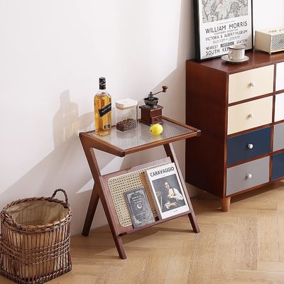 일반 가정용 가구 현대 라탄 직물 커피 테이블 유리 침대 옆 테이블 코너