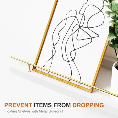 목욕실 벽 락 세트 3개 금 금속 경호선과 Bambu 나무 41X13.5X2cm