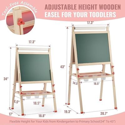 단단한 나무 조절 가능한 이중 측면 예술 그림 소나무 재료로 서있는 칠판