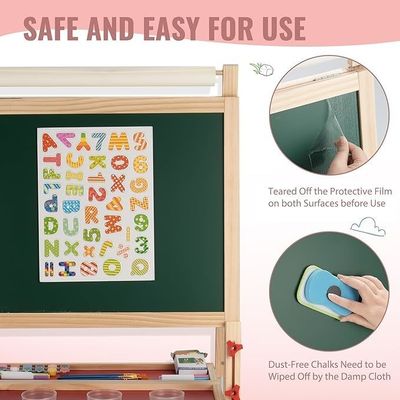 단단한 나무 조절 가능한 이중 측면 예술 그림 소나무 재료로 서있는 칠판