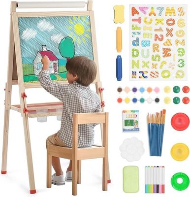 단단한 나무 조절 가능한 이중 측면 예술 그림 소나무 재료로 서있는 칠판