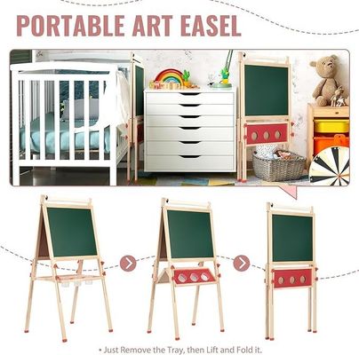 단단한 나무 조절 가능한 이중 측면 예술 그림 소나무 재료로 서있는 칠판