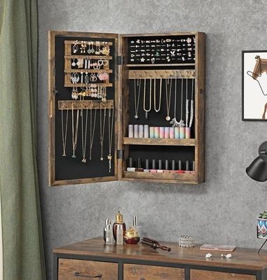 환경 벽 / 문에 장착 된 보석 옷장 전체 길이 거울과 6 LED