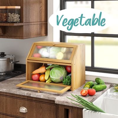 아크릴 파동 문 빵 저장 상자 두층 양나무 목재 디자인 부엌 카운터