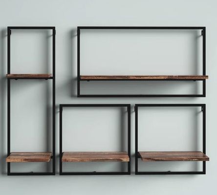 맞춤 서비스 소나무 나무 색상 떠있는 매달린 벽 철 선반 침실 디스플레이