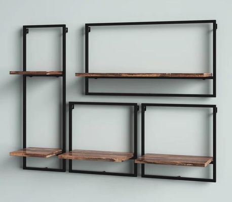 맞춤 서비스 소나무 나무 색상 떠있는 매달린 벽 철 선반 침실 디스플레이