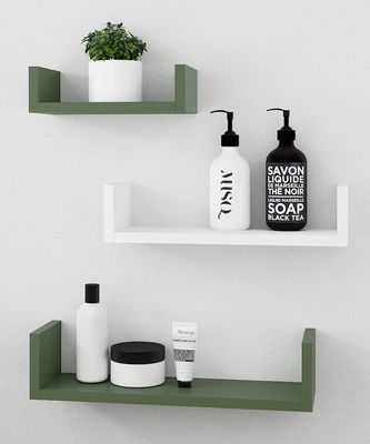 화이트 및 그린 벽 저장 마이크로 웨이브 오븐을 위한 U 모양의 떠있는 선반