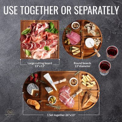 올 시즌 목재 원형 치즈 보드 세트 독특한 목재 사탕 보드