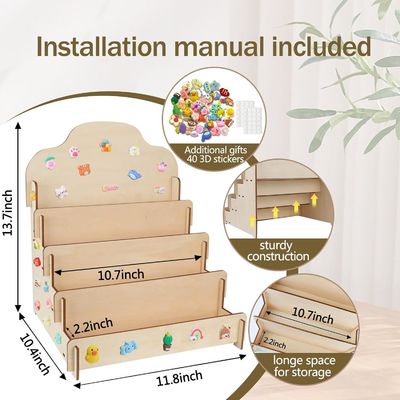 맞춤형 크기의 고형 목재 4 층 디스플레이 스탠드 인사 카드 스티커 및 우편 카드