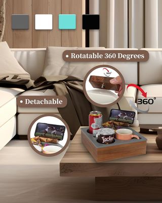 맞춤형 로고 부드러운 실리콘 아카시아 나무 소파 캐디 간식 음료 리모컨