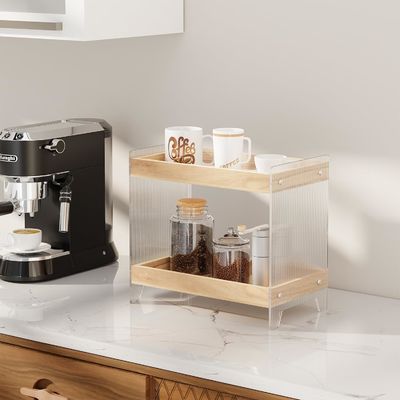 접지 않는 레이크 메이크업 향수 조직기 목재 트레이와 아크릴 화장품 선반