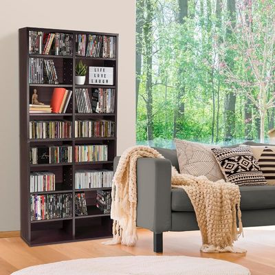 맞춤형 12 개의 조정 가능한 선반과 4 개의 고정 선반 소나무 나무 색의 미디어 캐비닛