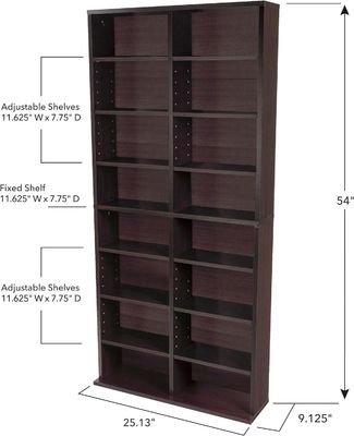 맞춤형 12 개의 조정 가능한 선반과 4 개의 고정 선반 소나무 나무 색의 미디어 캐비닛