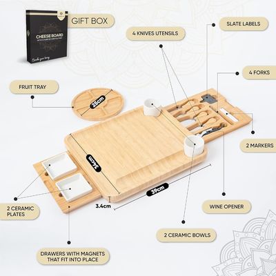 직사각형 대나무 치즈 플래터 및 칼 세트 상업 구매자 선물 상점