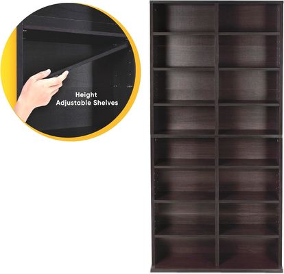 맞춤형 12 개의 조정 가능한 선반과 4 개의 고정 선반 소나무 나무 색의 미디어 캐비닛