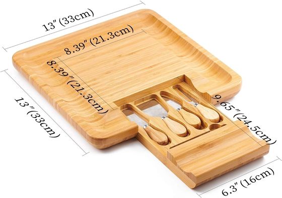 직사각형 대나무 치즈 플래터 및 칼 세트 상업 구매자 선물 상점