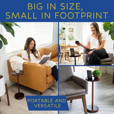 특정 커피 테이블 전화 장착과 작은 둥근 크기의 현대 나무 음료 테이블