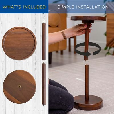 특정 커피 테이블 전화 장착과 작은 둥근 크기의 현대 나무 음료 테이블