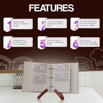 부엌에 편리한 책 보관기 조정 가능한 아카시아 요리 책 서판 사용자 정의 크기