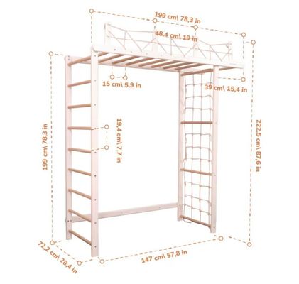 선택적인 로프 액세서리와 유치실 모바일과 함께 사용자 정의 가능한 어린이 정글 체육관