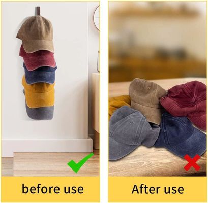 벽에 장착 된 목조 모자 조직기 모자 5 층 수직 모자 보유자 디스플레이 랙