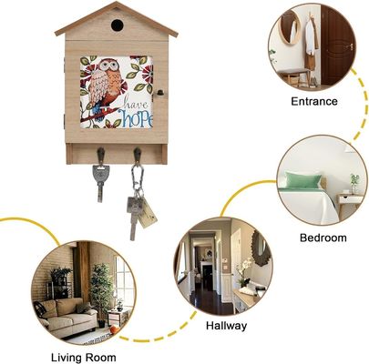 8 갈고리 벽 장착용 목재 키 홀더 가정용 키 래크 조직 및 공간 절약