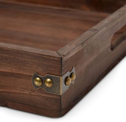 자작 블록 사용자 정의 서비스 18.5 X 12 인치 큰 시골 커피 소파와 소파 음식에 대한 서비스 트레이