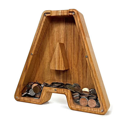 영어 글자 목조 돼지 은행 개인 알파벳 돈 은행 1.75 인치 두께