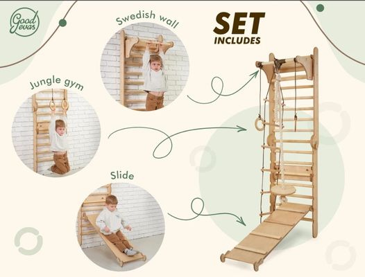 202405 스웨덴 사다리 4in1 트라이앵글 클라이머와 어린이 테이블과 함께 유아 등반 체육관