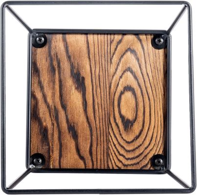 높은 양 소화 된 목재 검은 금속 철사 광장 음식 디스플레이 목재 피자 스테인