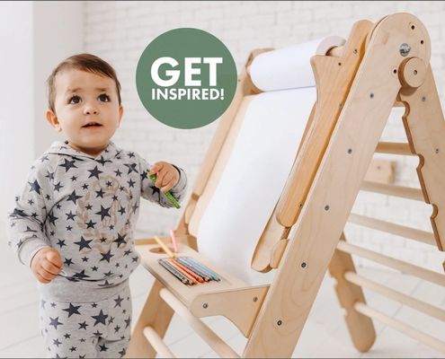 202405 스웨덴 사다리 4in1 트라이앵글 클라이머와 어린이 테이블과 함께 유아 등반 체육관