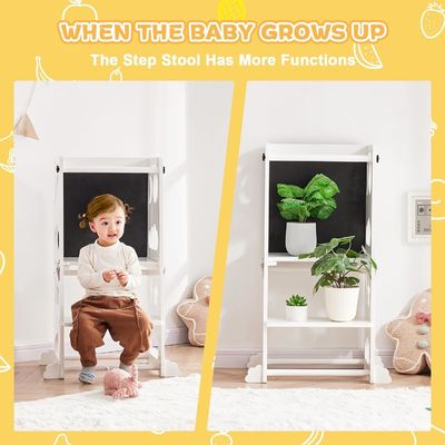 어린이 부엌 계단 발자국 학습 고정 타워 조정 가능한 플랫폼 메일 포장