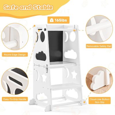 어린이 부엌 계단 발자국 학습 고정 타워 조정 가능한 플랫폼 메일 포장