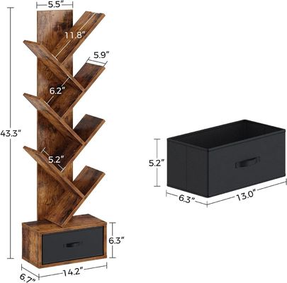 손으로 만든 7층 산업형 빈티지 보관 랙 열린 선반과 함께 나무 책상