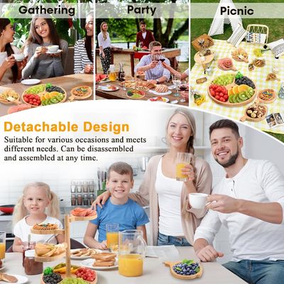 파티 디스플레이 스탠드 목조 컵케이크 타워 세트 사용자 지정 로고와 접이식 스탠드