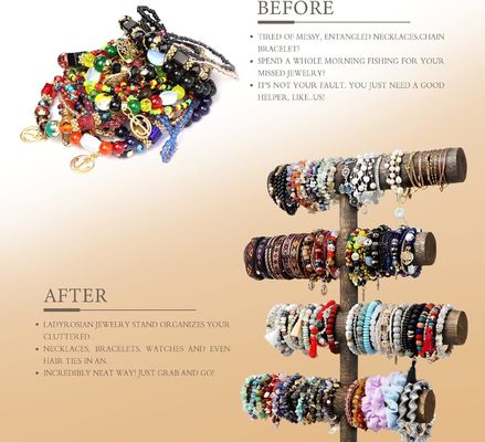 4 차원 팔찌 시계 목걸이 목재 디스플레이 보석 스탠드 홀더