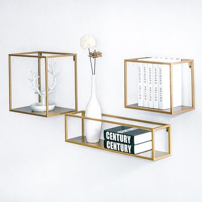 NO 현대적인 디자인 금속 및 단단한 목재 선반과 함께 팽창 수 있는 나무 벽 저장 선반