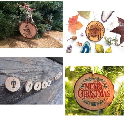 장식 공예품 목재 코스터 3.5-4 인치 구멍이있는 자연 목재