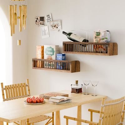 침실 에스테틱 그림 리지 선반을 위한 맞춤형 목재 부동 선반 2개 세트