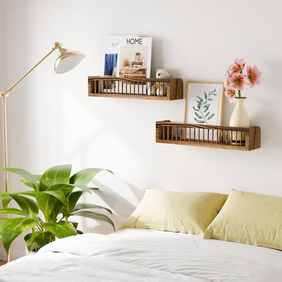 침실 에스테틱 그림 리지 선반을 위한 맞춤형 목재 부동 선반 2개 세트
