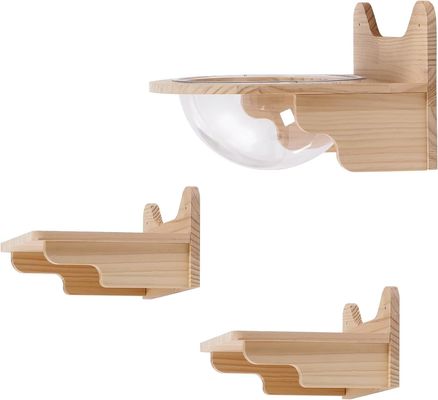 벽에 장착 된 목재 고양이 우주 캡슐 하우스 실내 고양이용 투명한 가구 세트