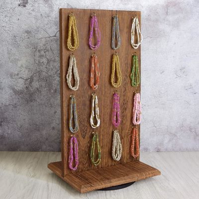 공간 절약 기능 9 W X 7.5 D X 16.5 H 목재 보석 디스플레이 스탠드 32 갈고리