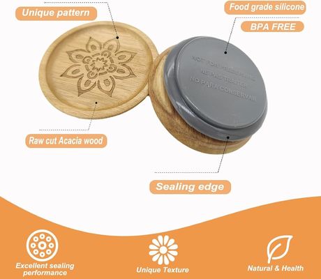 고 보로실리케이트 유리 6Pcs 상자 컨테이너 나무 평면 색상 뚜?? 과 대나무 뚜??