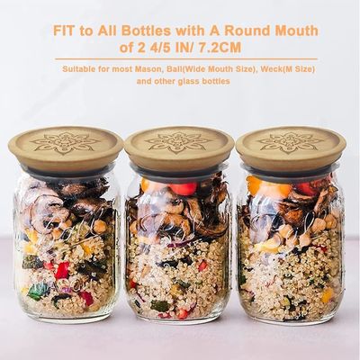 고 보로실리케이트 유리 6Pcs 상자 컨테이너 나무 평면 색상 뚜?? 과 대나무 뚜??