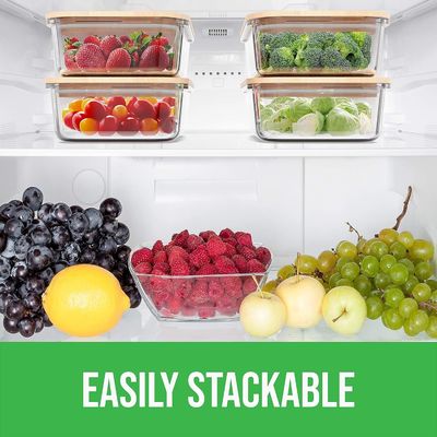 편리한 4 팩 유리 식품 저장 용기